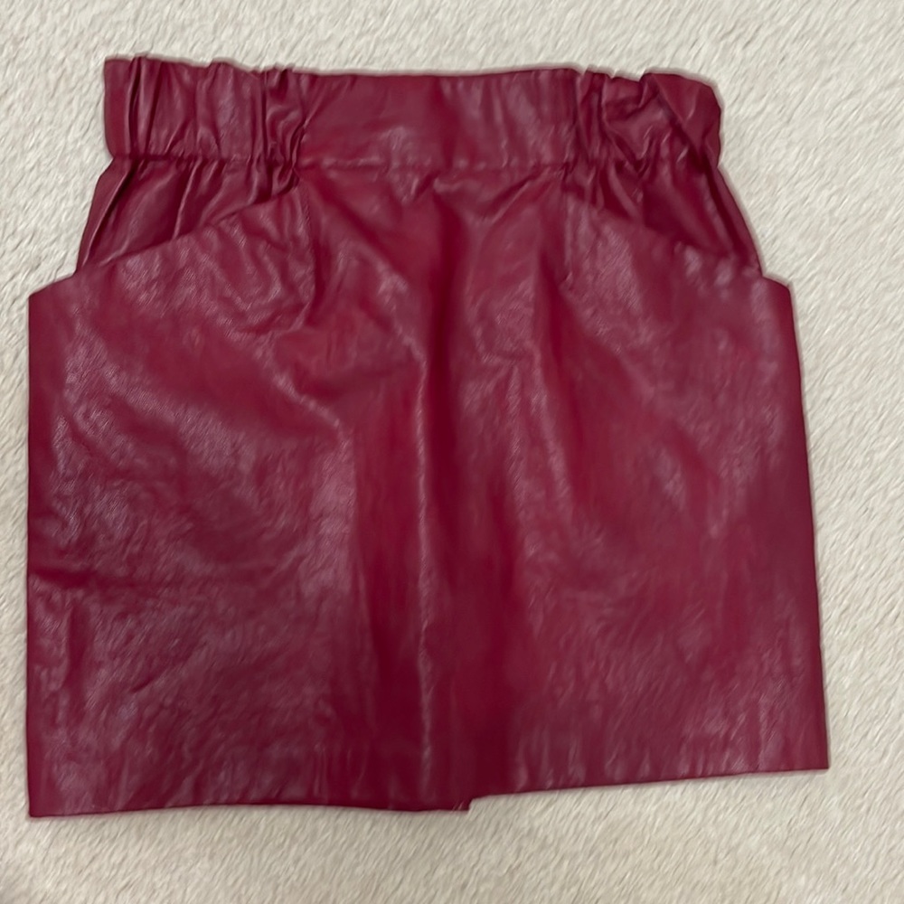 Faux red / maroon leather mini skit from Zara